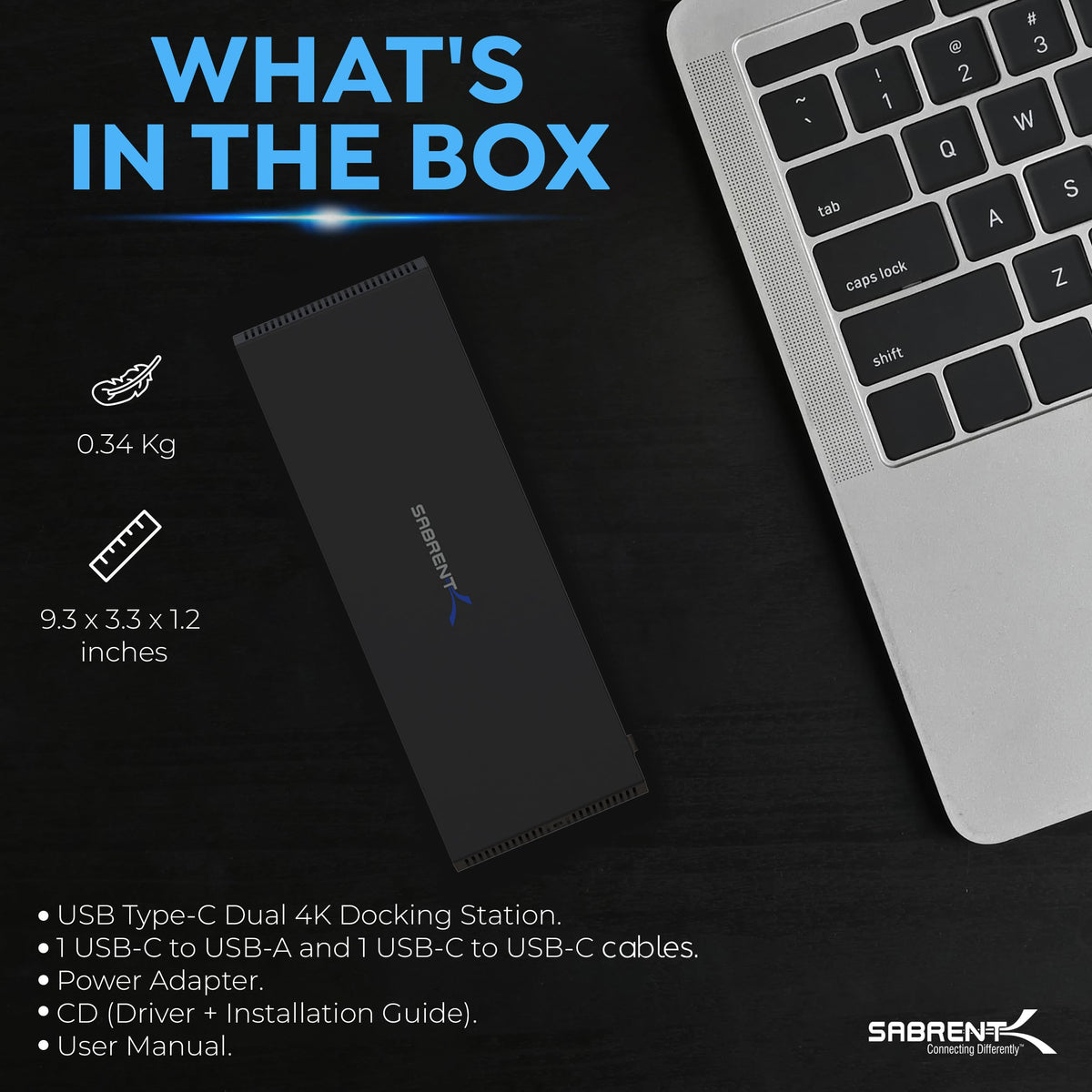 SABRENT USB Type C Dual 4K Universal Docking Station with USB C Power Delivery (DS-WSPD)