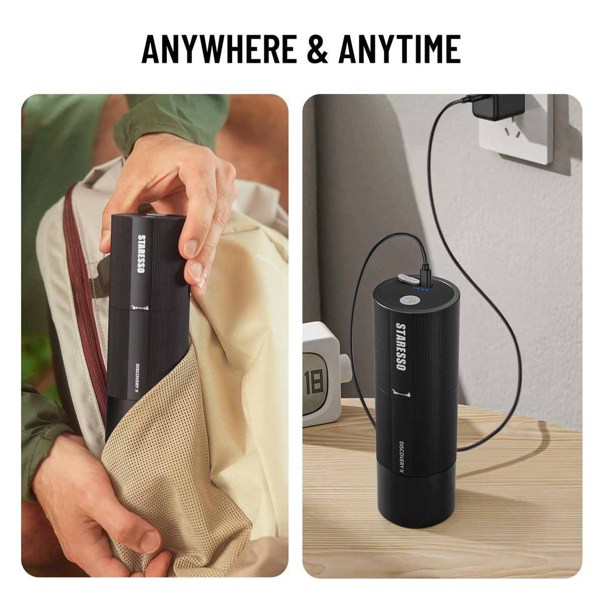 STARESSO Discovery Ⅱ PLUS Portable Electric Coffee Grinder - Low Noise, USB Rechargeable, Adjustable Grind Settings, Easy Cleaning for Espresso, French Press, Pour-Over, Cold Brew