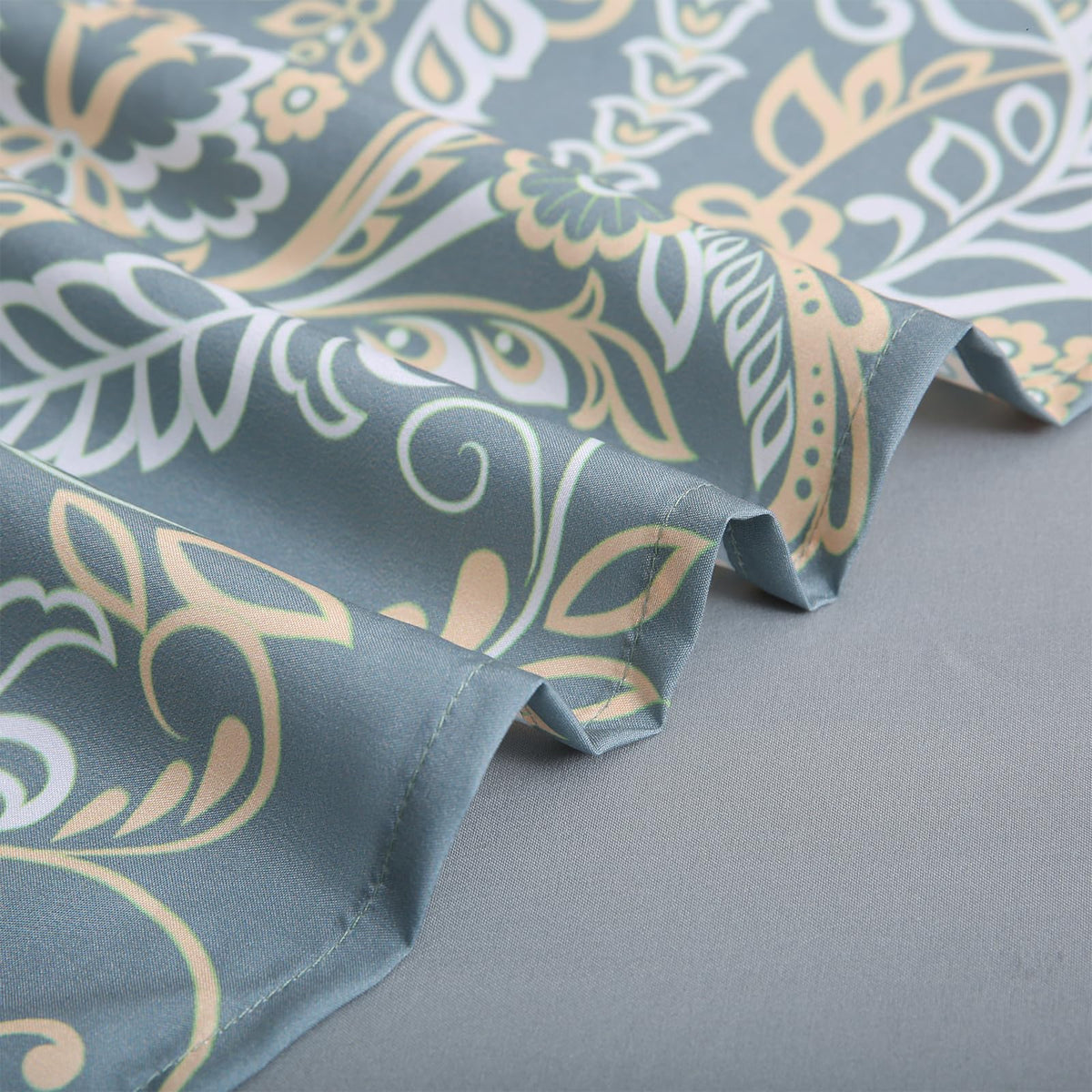 LONAVA Paisley King Size 6 Pcs Sheet Set, Breathable Microfiber Deep Pocket Grey Fitted Sheets, Comfy & Breathable Patterned Flat Sheets,4 Gentle Soft Pillowcases, Green Pasliey