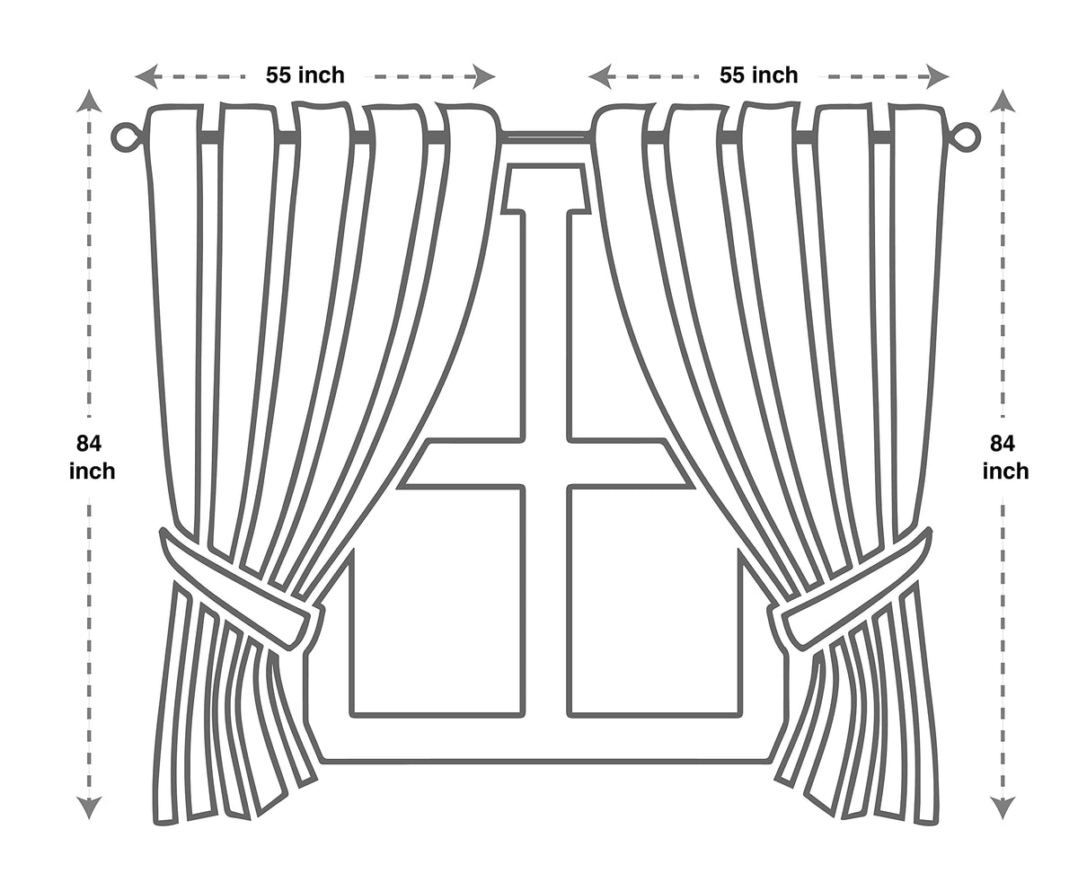 GLORY RUGS Jacquard Luxury Window 2 Panel Set Brown Curtain with Attached Valance and Backing Bedroom Living Room Dining 2 Curtains 55x84 inches Each Jana