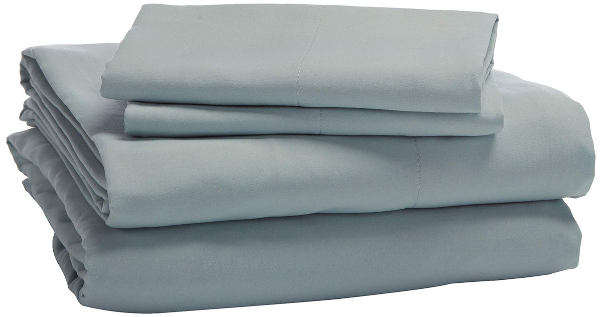 Amazon Basics 10-Piece Bed-in-a-Bag Comforter Set, Soft, Lightweight Microfiber, Full/Queen, Sea Foam Medallion