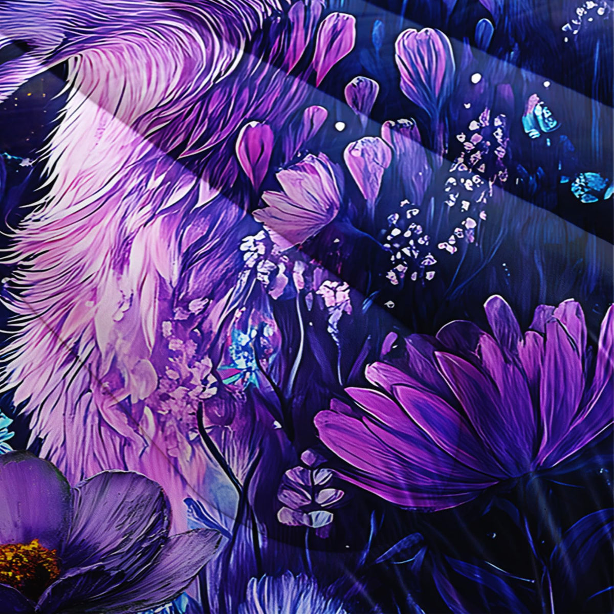 lneffble Purple Wolf Bedding Comforter Set Full Size,Dreamcatcher Flower Quilt Bedding Set Full,with 1 Comforter with 2 Pillow Case,Wolf Bedroom Decor for Kids Girls Boy