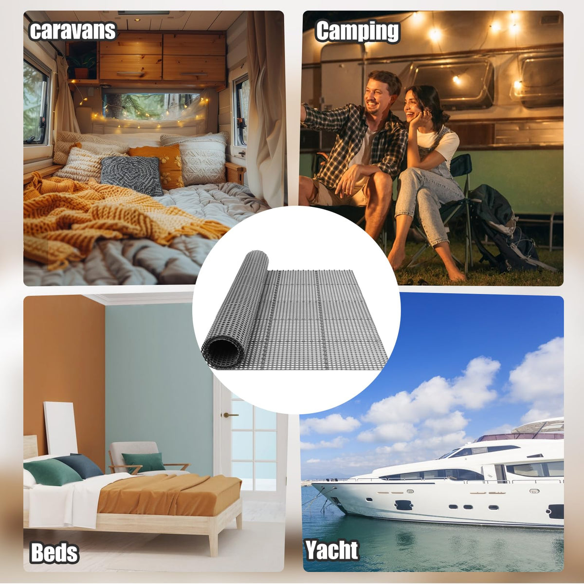 Interlocking Mattress Underlay 83" L x 59" with Aluminum Tape RV Under Mattress Modular Under Mattress Pad for RV Boat Camper Creating The Bed Air Dry and Flow(Queen)