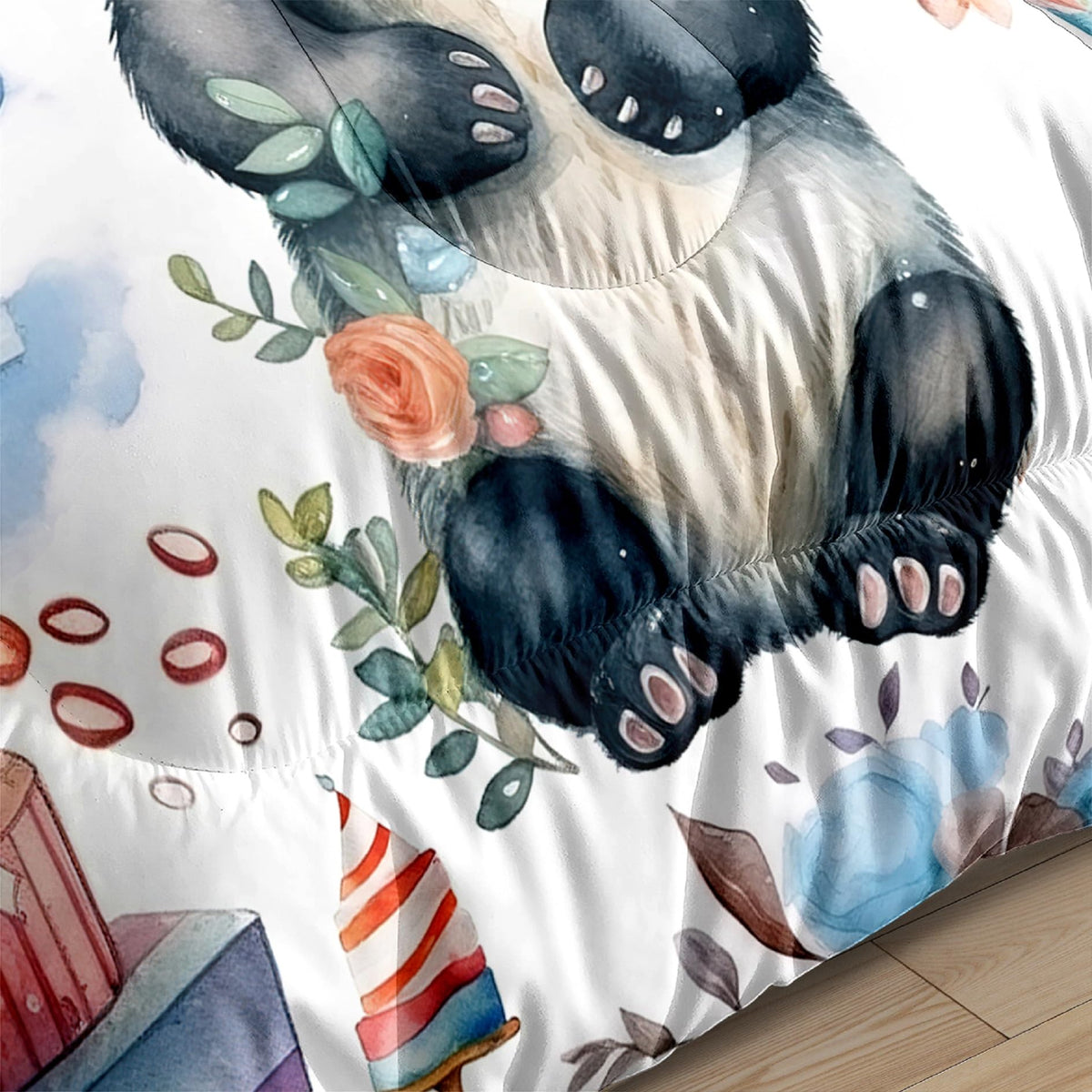 Jiospet Panda Comforter Set Full Size - Panda Bedding for Boys Girls Cute Panda Set Cartoon Pandas Print Comfort Full Bedding Set for Kids Teens, 1 Comforter+2 Pillowcases