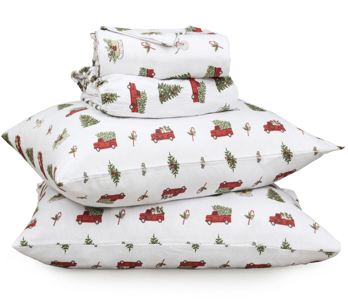 RUVANTI Flannel Sheets Queen Size - 100% Cotton Double Brushed Bed Sheets, Deep Pockets 16 Inches Queen Sheet Set, All Seasons Breathable & Extra Soft - Warm & Cozy, 4 Piece, Holiday Haul