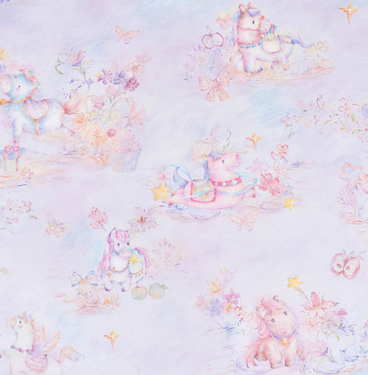 Scientific Sleep Pastel Unicorn Pony Horse Flower Fairy Tale Cute Adorable 100% Cotton Bed Sheet Set Kids Boys Girls Teen, Flat Sheet & Fitted Sheet & Pillowcase Bedding Set (Pretty Pony, Full)