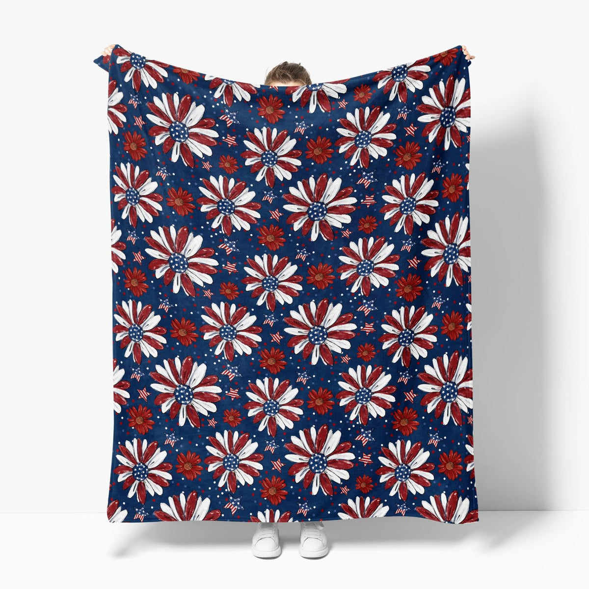Horaldaily 4th of July Flannel Blanket Throw, Patriotic Memorial Day Print Flowers Independence Day Soft Fuzzy Plush Cozy Fleece Blankets for Couch Sofa Bed Decor, Ideal Gifts for Kids Adults 50x60