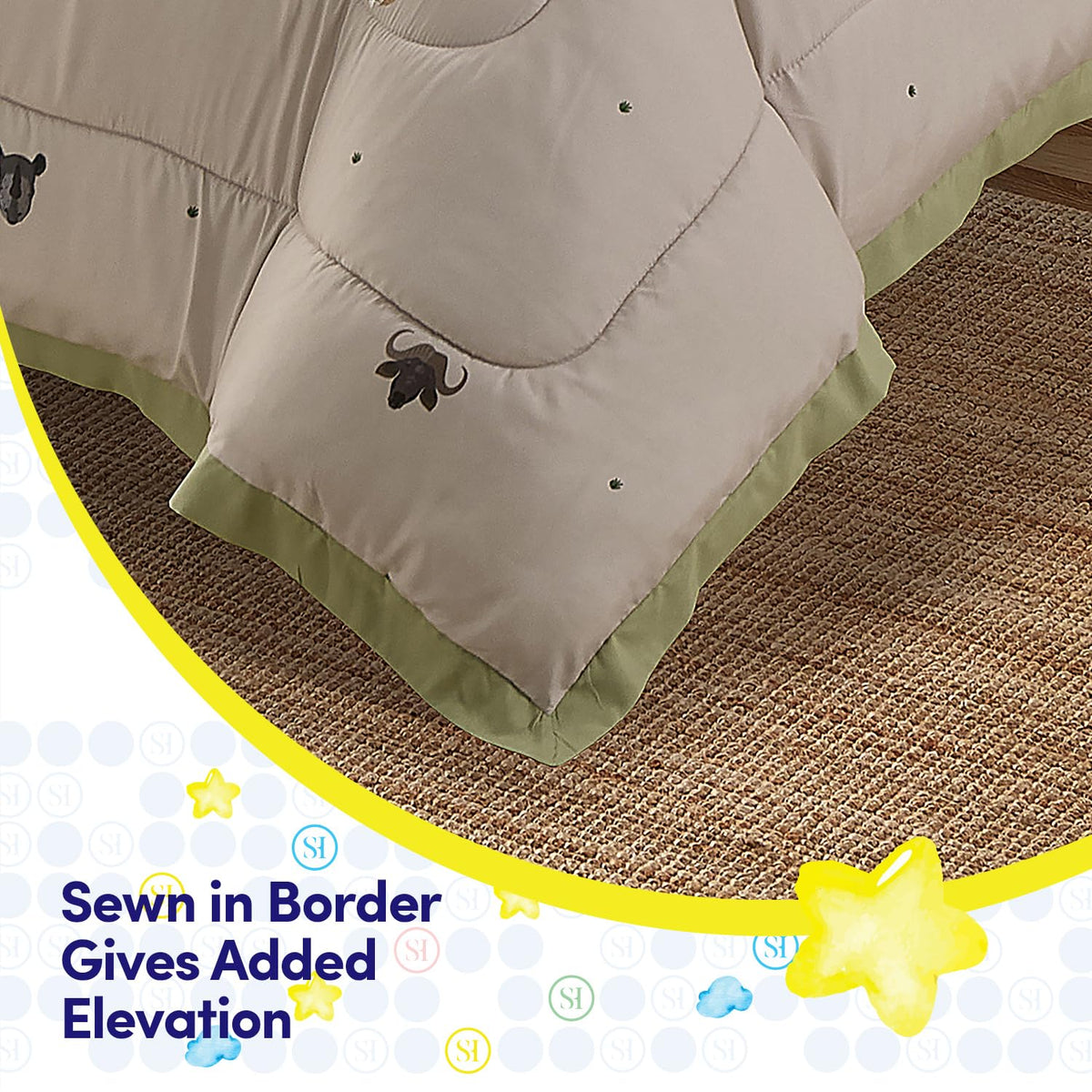 Kids Jungle Safari Comforter Set Twin Size β Bed in a Bag with Savanna Animals, Sheets, Pillowcases & Shams β Soft Bedding with Lions, Giraffes, Elephants, and More β Boys or Girls Bedroom Decor