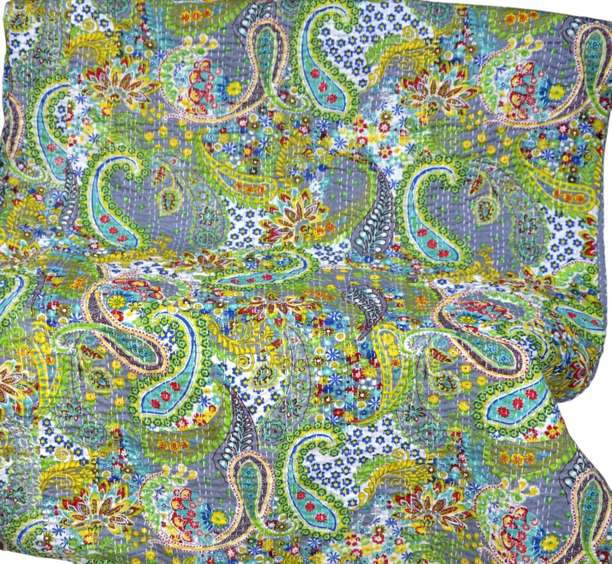 Arprani Indian Vintage Kantha Quilt Set Handmade Cotton Throw Blanket Bedspread gudari Paisley Bohemian bedspreads Boho Queen Size Quilt