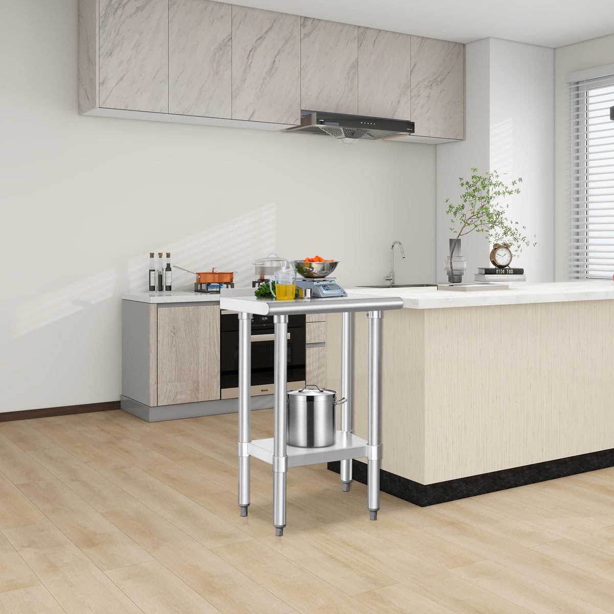HARDURA Stainless Steel Table Prep & Work Table 24 x 72 Inches NSF Heavy Duty Commercial with Undershelf and Backsplash for Restaurant Kitchen Home and Hotel