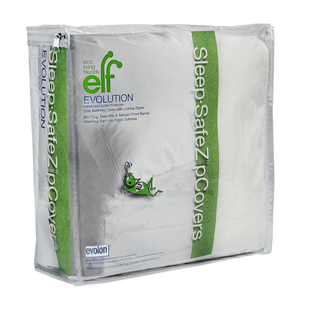Evolon Mattress Encasement | 1 Micron Filtration Zippered Protector | No Chemicals, No Vinyl or PVCs | 12" Queen