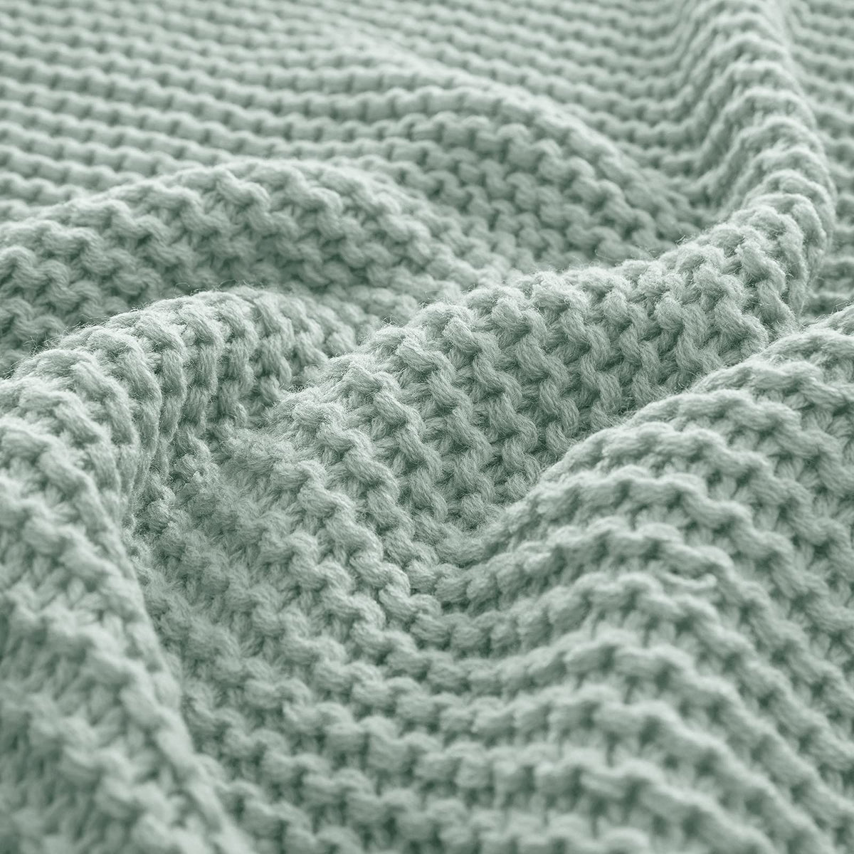 RUDONG M Knitted Throw Blanket with Fringe, Sage Green Knit Throw Blanket for Couch Bed Sofa 50 x 60 Inch