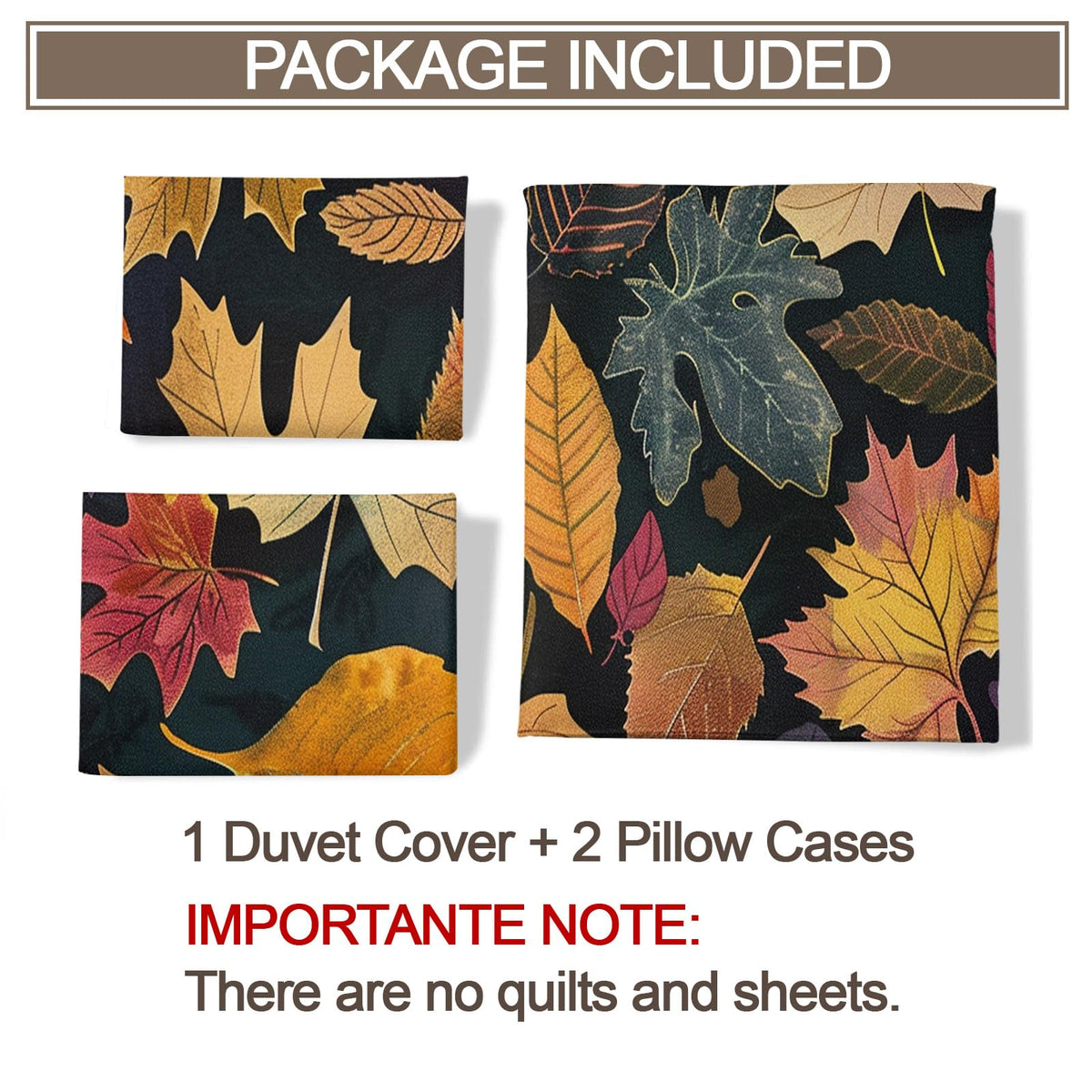 ZAMODE Fall Leaf Duvet Cover 120" x 98", Vintage Leaves Bedding Set, Autumn Plant Comforter Cover with Zipper Ties