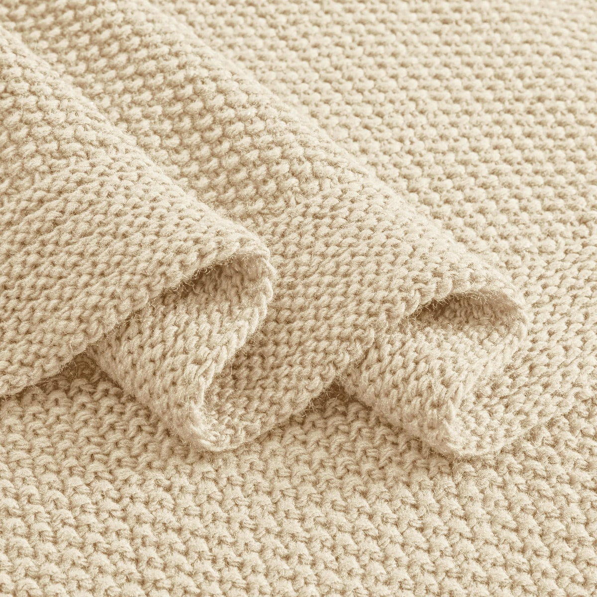 CozeCube Beige Throw Blanket for Couch, Soft Cozy Cable Knit Throw for Bed Sofa Living Room, Lightweight Warm Decorative Farmhouse Christmas Blanket, 50"x60", Light Beige