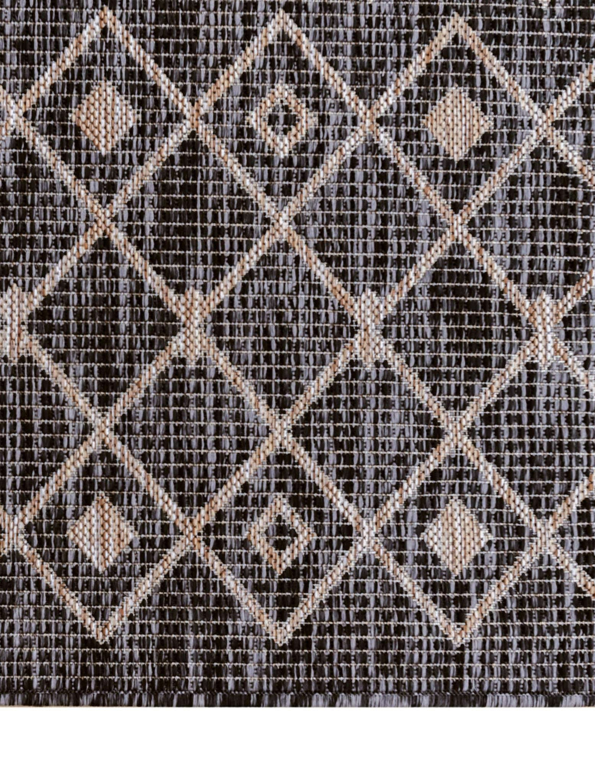 Unique Loom Outdoor Trellis Collection Area Rug - Tribal Trellis (13' Square, Charcoal Gray/ Natural)