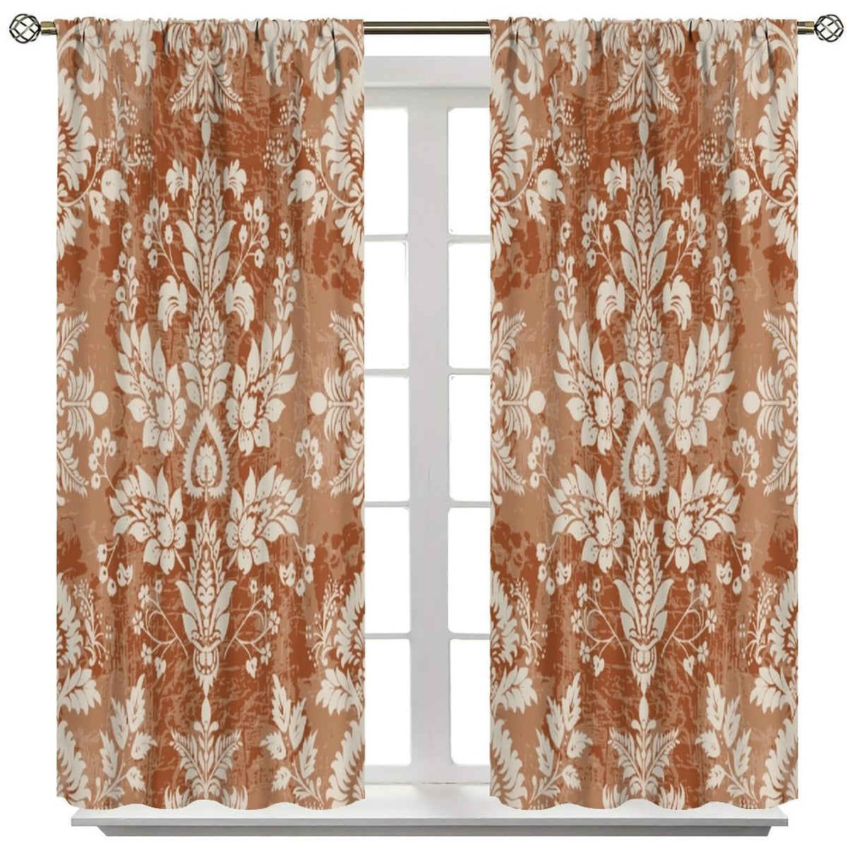 Nanacur Abstract Damask Curtains, Floral Paisley Geometric Ethnic Pattern Aztec Style Window Drapes, for Kitchen Living Room Bedroom 42" W X 45" L (Decorative)