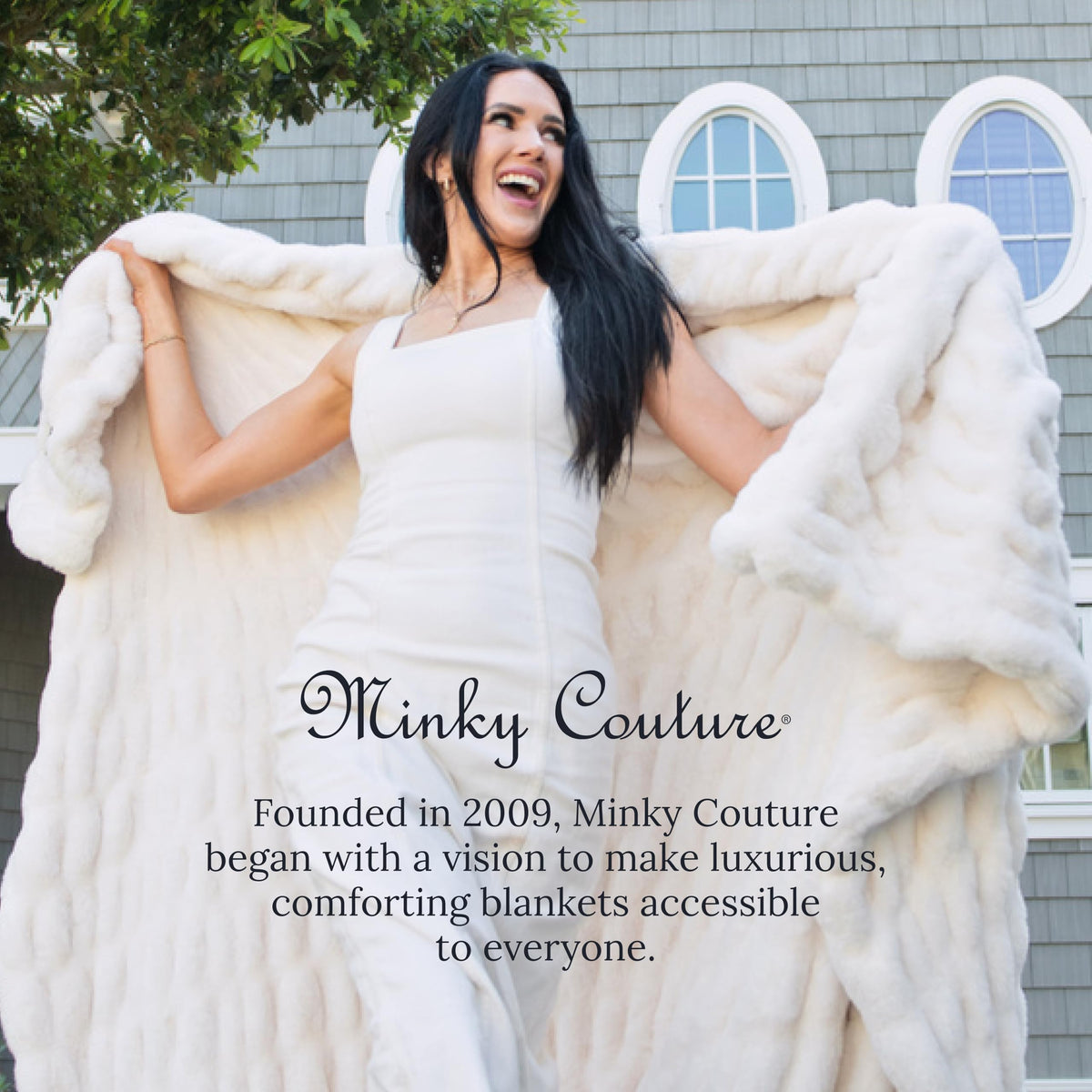 Minky Couture Hugs Blanket - Extra Plush Blanket for Premium Gifting - Stretchy Bubbled Cozy Throw - Silky Smooth - Durable & Machine-Washable - Travel-Friendly - Adult, Cream