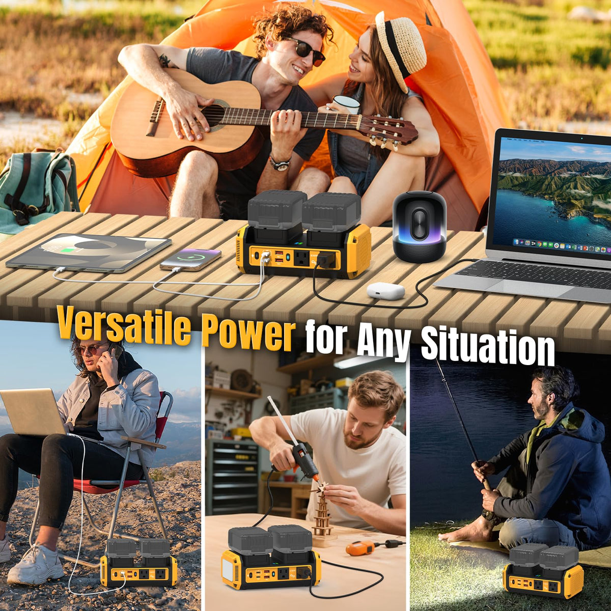 Kzreect 350W Pure Sine Wave Power Inverter Compatible with Dewalt 20V Batteries, Dual-Battery Auto-Switch, DC 20V to AC 120V, 140W USB-C PD, 600lm LED Light (Battery Not Included)