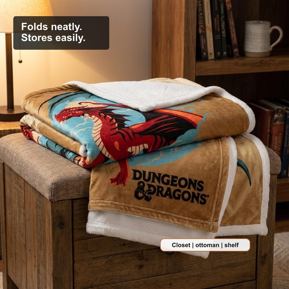 Northwest Dungeons and Dragons Silk Touch Plush Throw Blanket, 40 x 50 Inch Microfiber Lap Throw (Red Dragon)
