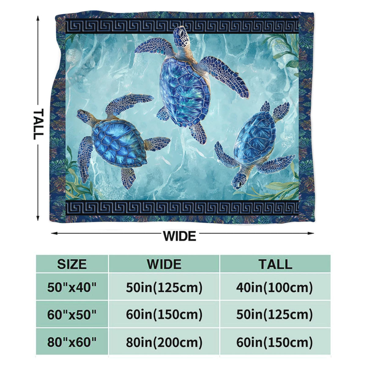 Baegopa Sea Turtle Blanket Gifts for Girls Boys Ocean Turtles Throw Blankets Cozy Plush Fleece Flannel Fuzzy for Women Men Decor 50"X40"