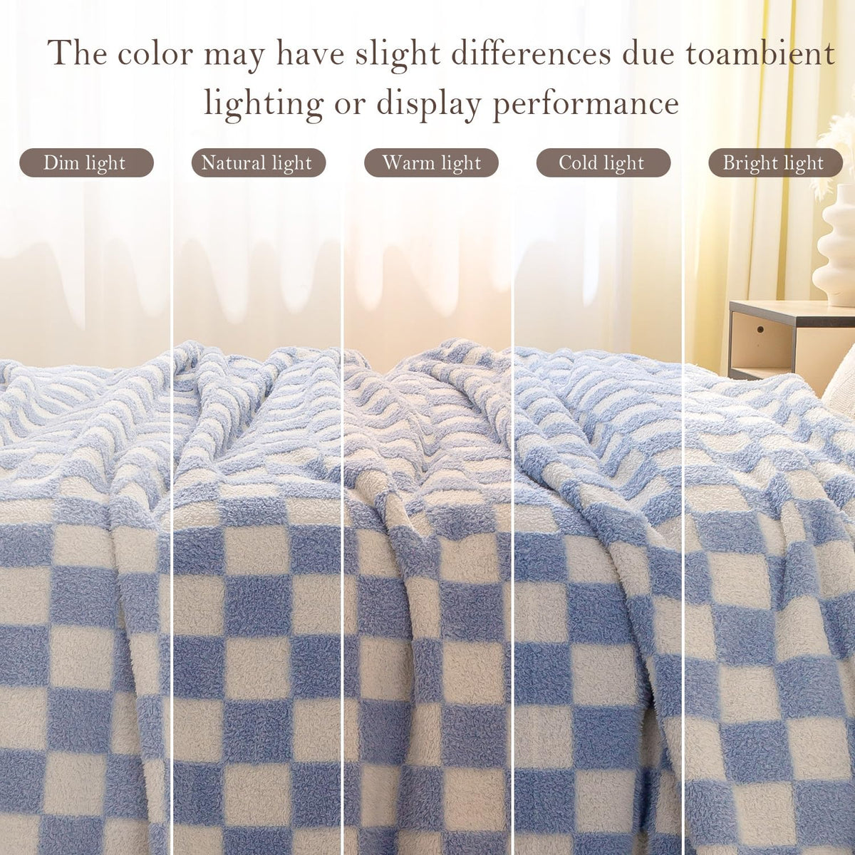 TrellisJoy 3D Print Cozy Fleece Blanket Soft Durable Throw for Sofa Bed Couch All Season Use,Checkerboard-Sky Blue 60" x 80"