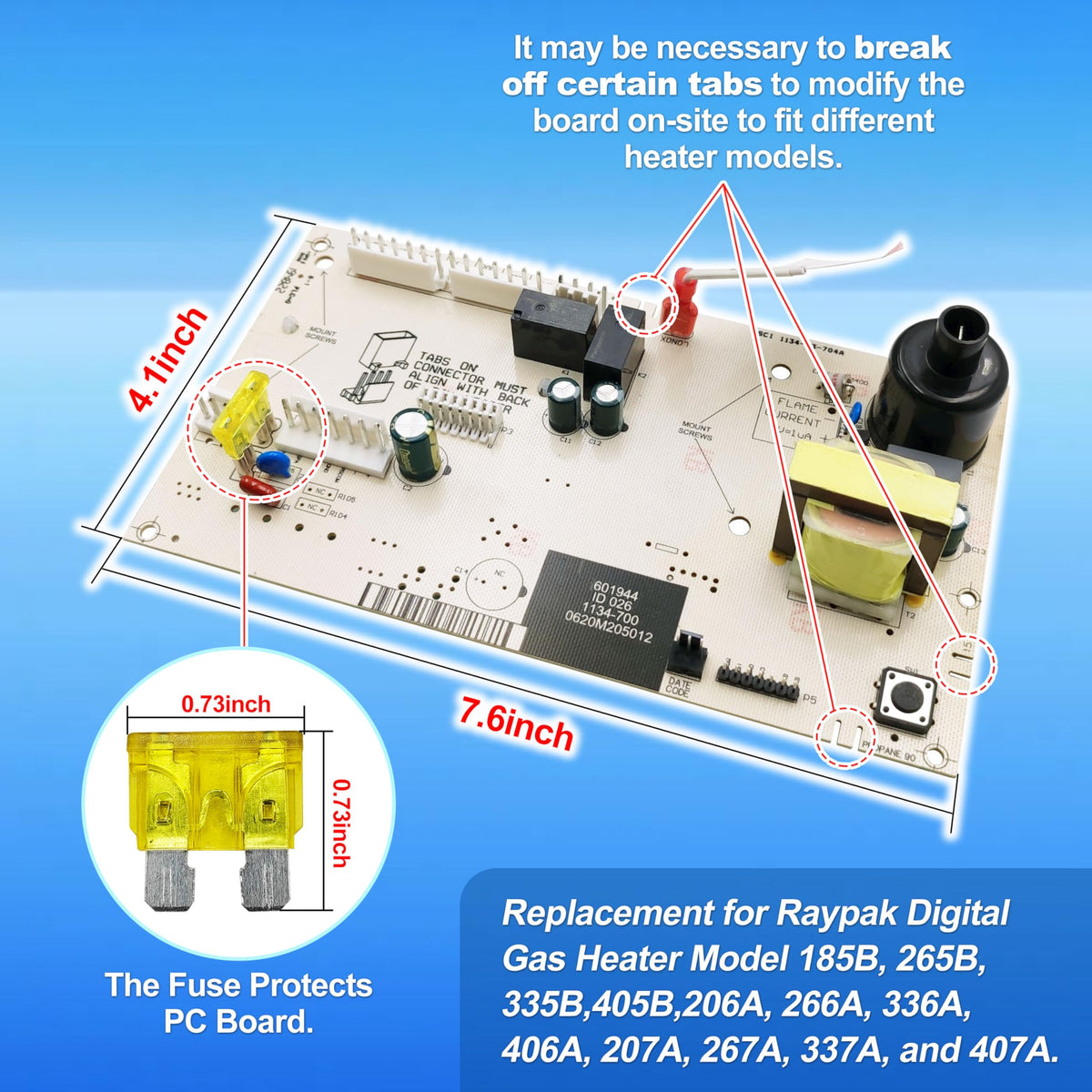 FARAMZ 2026 New Upgraded 013464F PC Board Control for Temperature Replacement for Raypak Digital Gas Heater Model 185B, 265B, 335B,405B,206A, 266A, 336A, 406A, 207A, 267A, 337A, and 407A