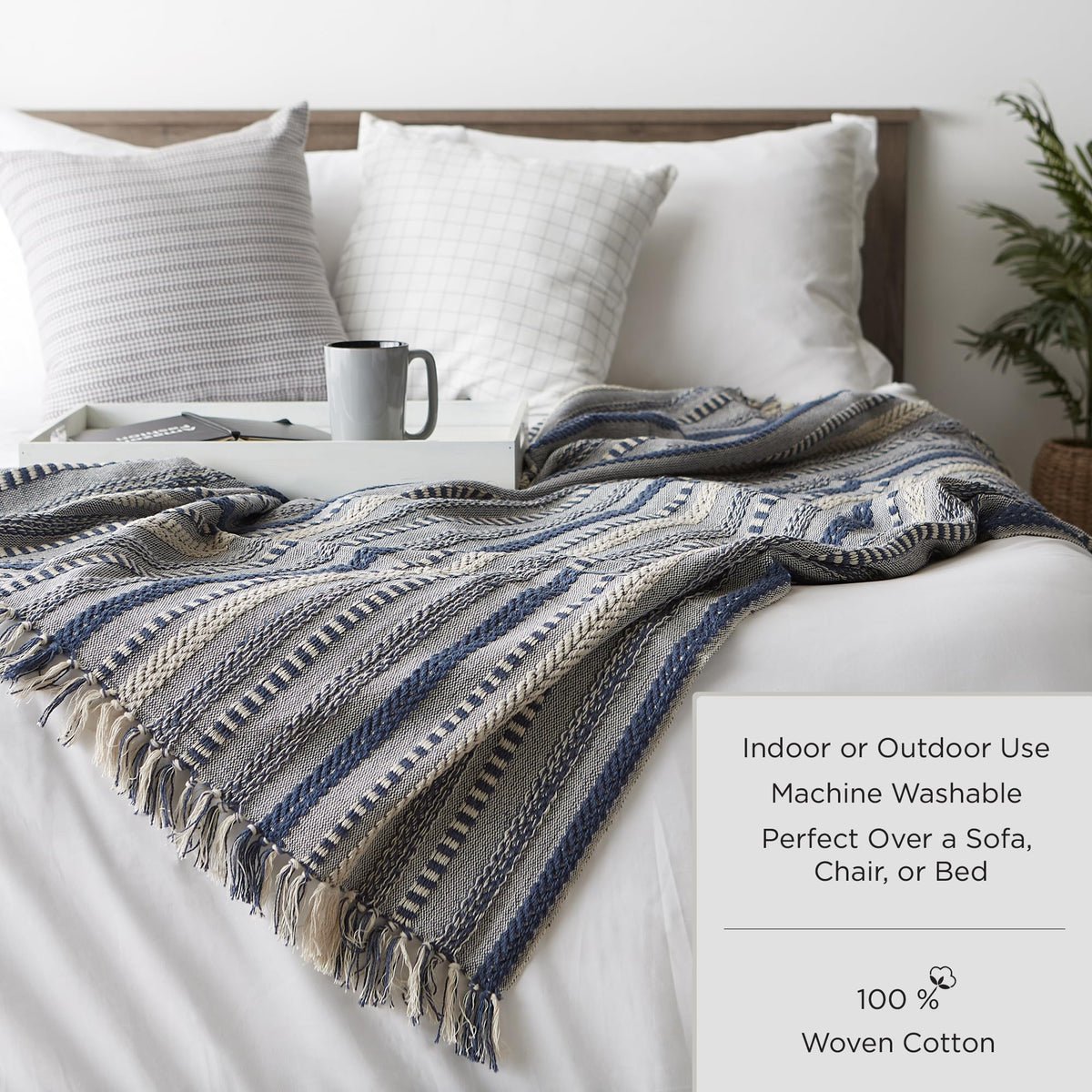 DII Industrial Tonal Textured Woven Throw 50x60, Stone