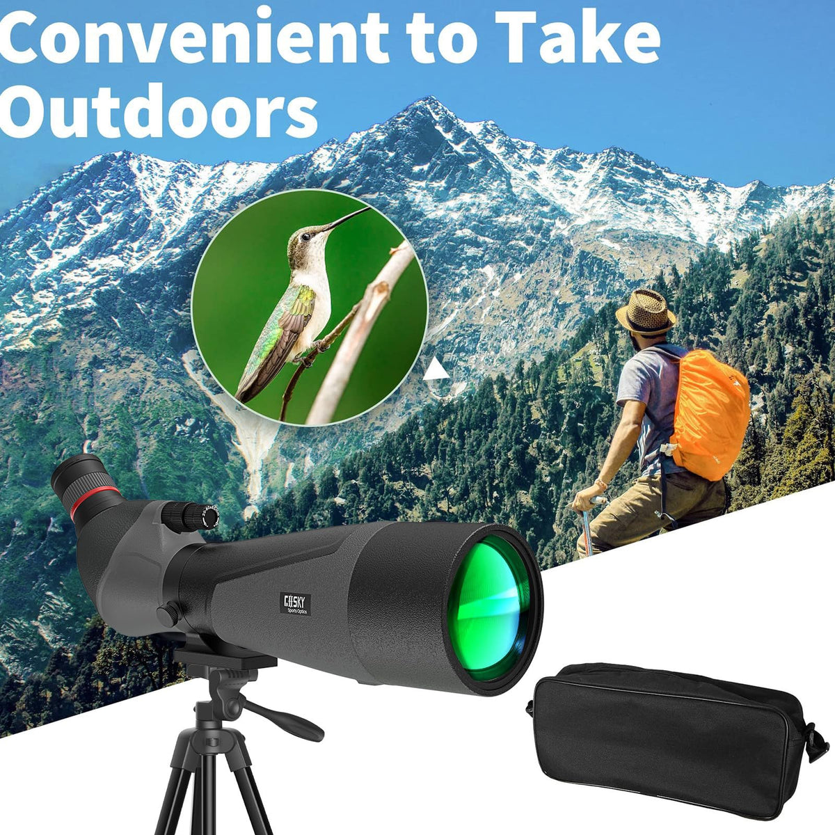 Gosky 20-60x85 Spotting Scope with Full Size Tripod, Phone Adapter and Cleaning Kit, Spotting Scopes for Bird Watching, Wildlife Viewing,Portable with Carrying Bag