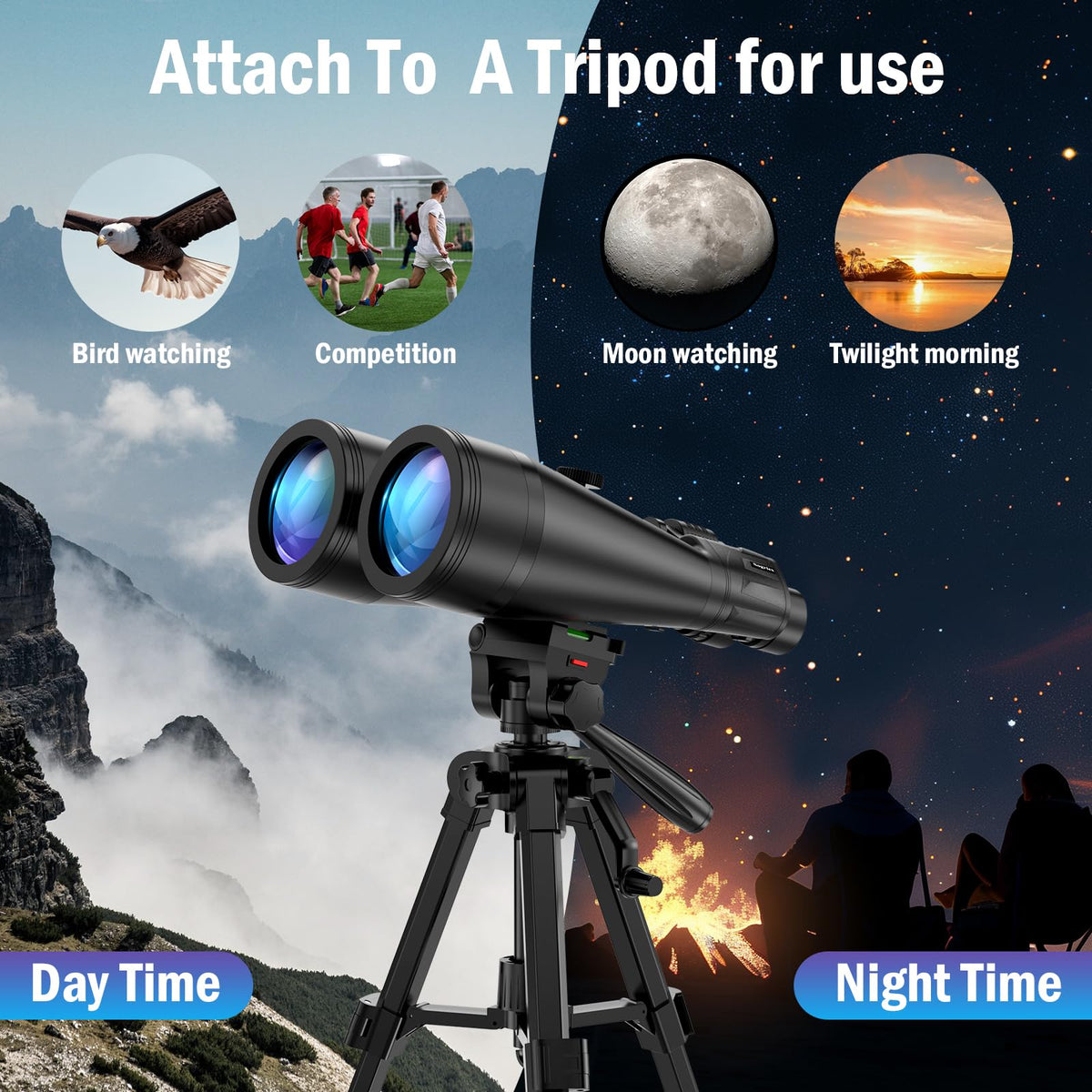 20x80 Astronomy Binoculars for Adults, High Power Stargazing Binoculars with Bak4 Prism, Low Light Vision for Moon Observation & Wildlife Watching, Includes Tripod,Tripod Adapter and Carrying Case