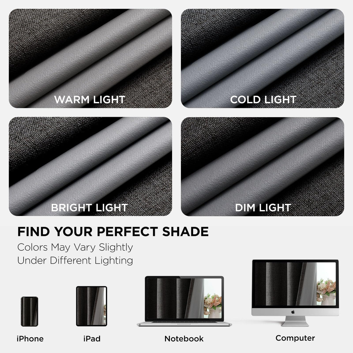 Joydeco Blackout Curtains 84 Inches Long 2 Panels Burg, Room Darkening Curtains for Bedroom, 100% Black Out Textured Thermal Drapes Privacy Protection 2 Panels Set(W52 x L84 Inch, Charcoal Grey)