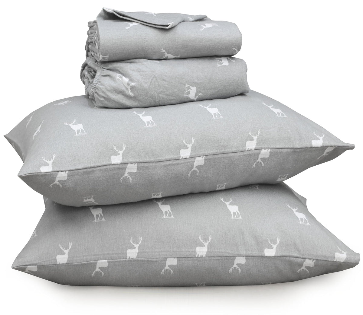 RUVANTI Flannel Sheets Queen Size - 100% Cotton Double Brushed Bed Sheets, Deep Pockets 16 Inches Queen Sheet Set, All Seasons Breathable & Extra Soft - Warm & Cozy, 4 Piece, Celestial Stag