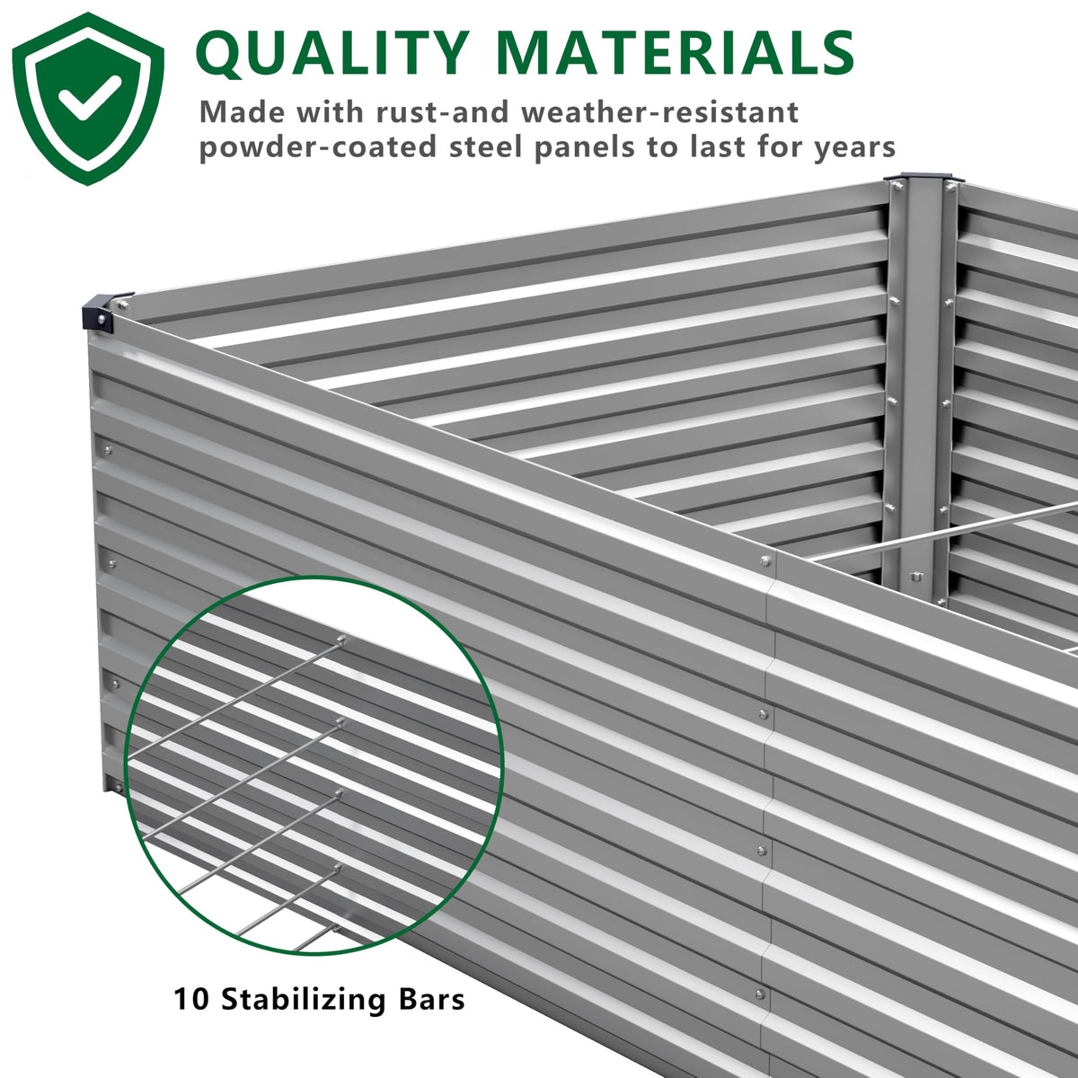 DIIYIV Galvanized Raised Garden Bed Kit Outdoor Patio,12x2x2ft Large Rectangular Metal Planter Boxes,Deep Root Box Planter for Gardening,Vegetables,Flowers,Herbs-Silver