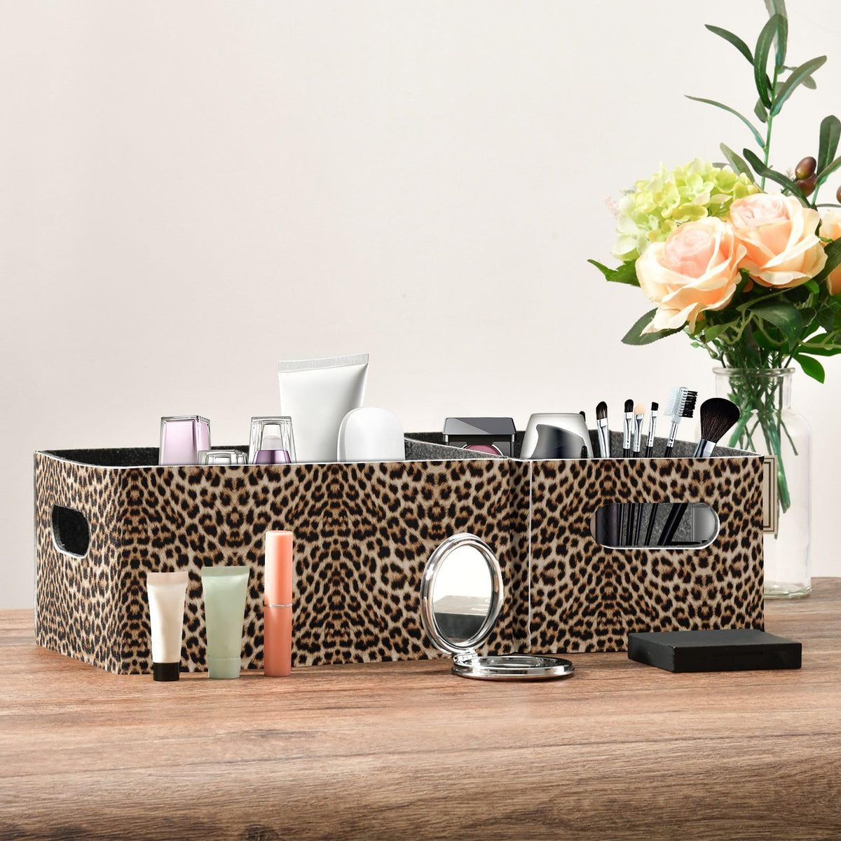 Shelf Basket Storage Toy Baskets Leopard Print Cheetah Pattern Foldable Storage Box for Cosmetic Organizing Decorative Baskets for Shelves,Office,Table,Home