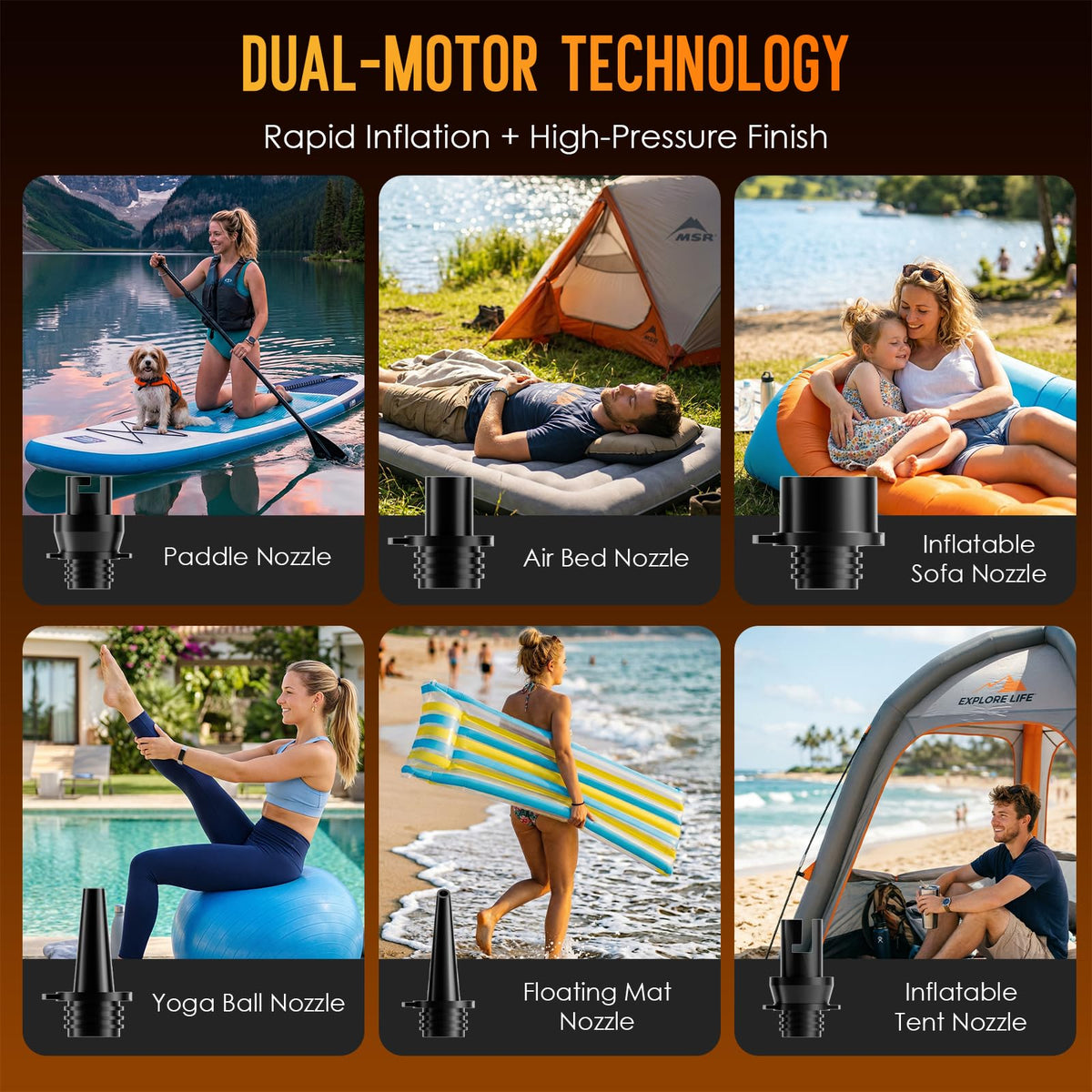 Paddle Board Electric Pump with 18000mAh Battery β 20 PSI, Auto Shut-Off, Inflate & Deflate, AC/12V & USB Emergency Power for Kayaks & Inflatable Boats