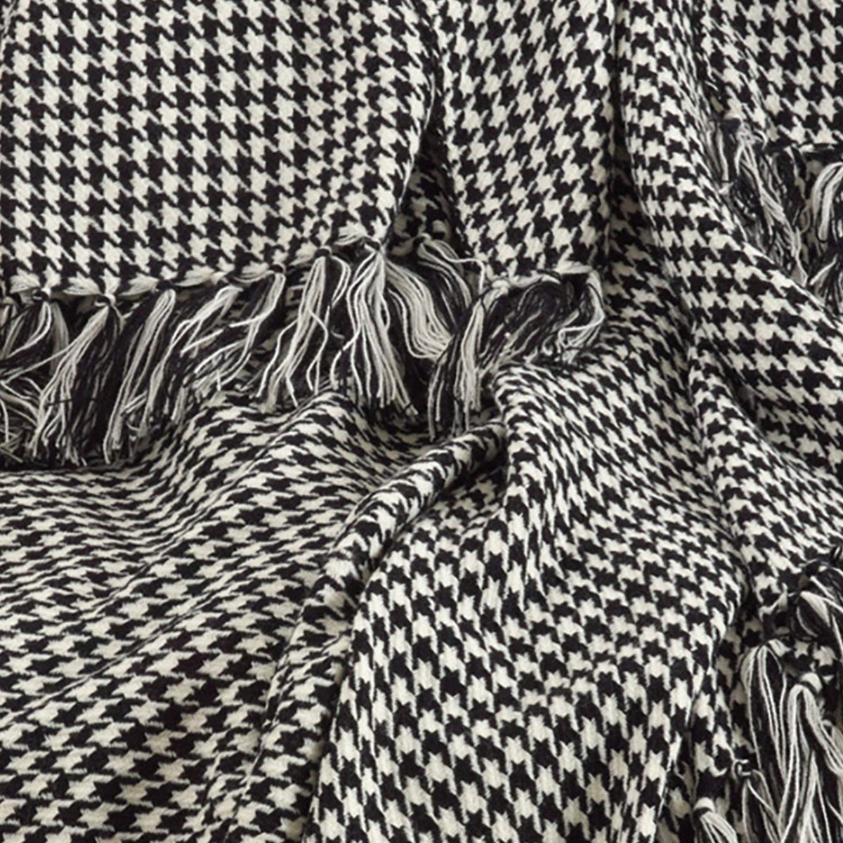 SARO LIFESTYLE Houndstooth Design Throw Blanket, Black, 50"x60"