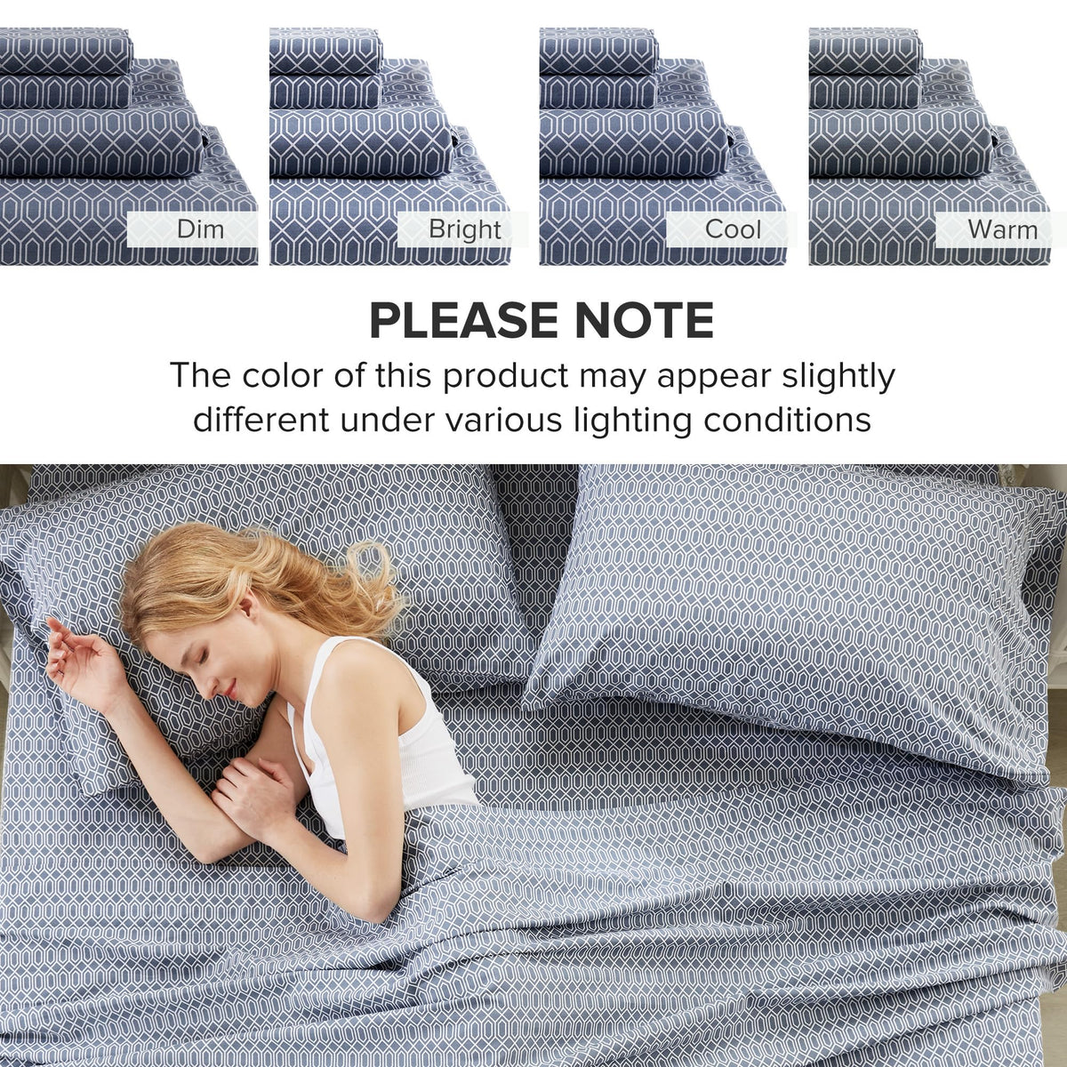 Comfort Spaces 100% Cotton Sheets Twin, Breathable, Naturally Cool Cotton Sheets, Soft Cotton Bed Sheets with 14" Elastic Pocket Fits up to 16" Mattress, All Seasons Sheet Set, Diamond Blue 3 Piece