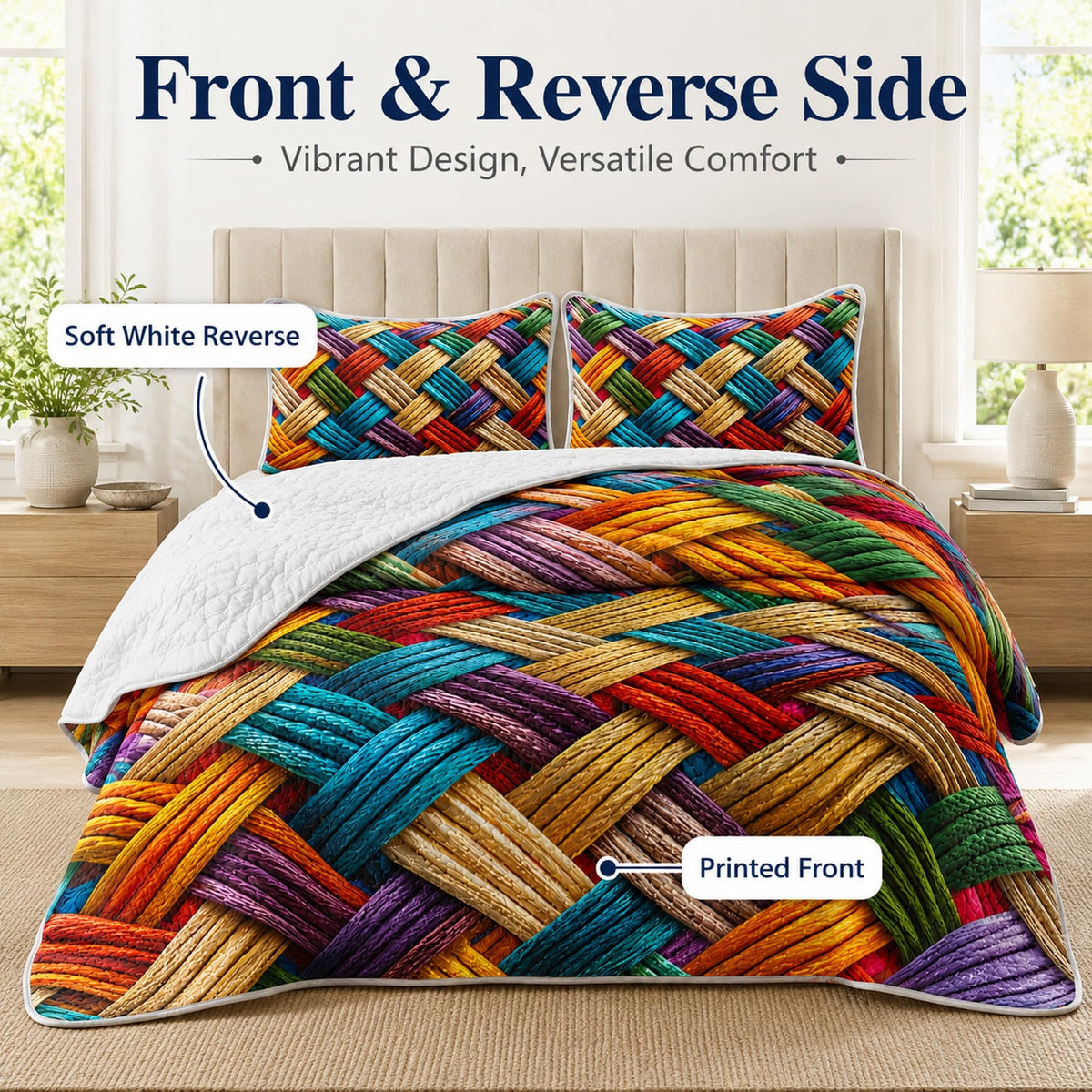AILONEN 3-Piece Colorful Soft Quilt Set Queen Size, Gradient Abstract Art Boho Quilted Bedspread Coverlet,All Season Quilt,2 Pillowcases