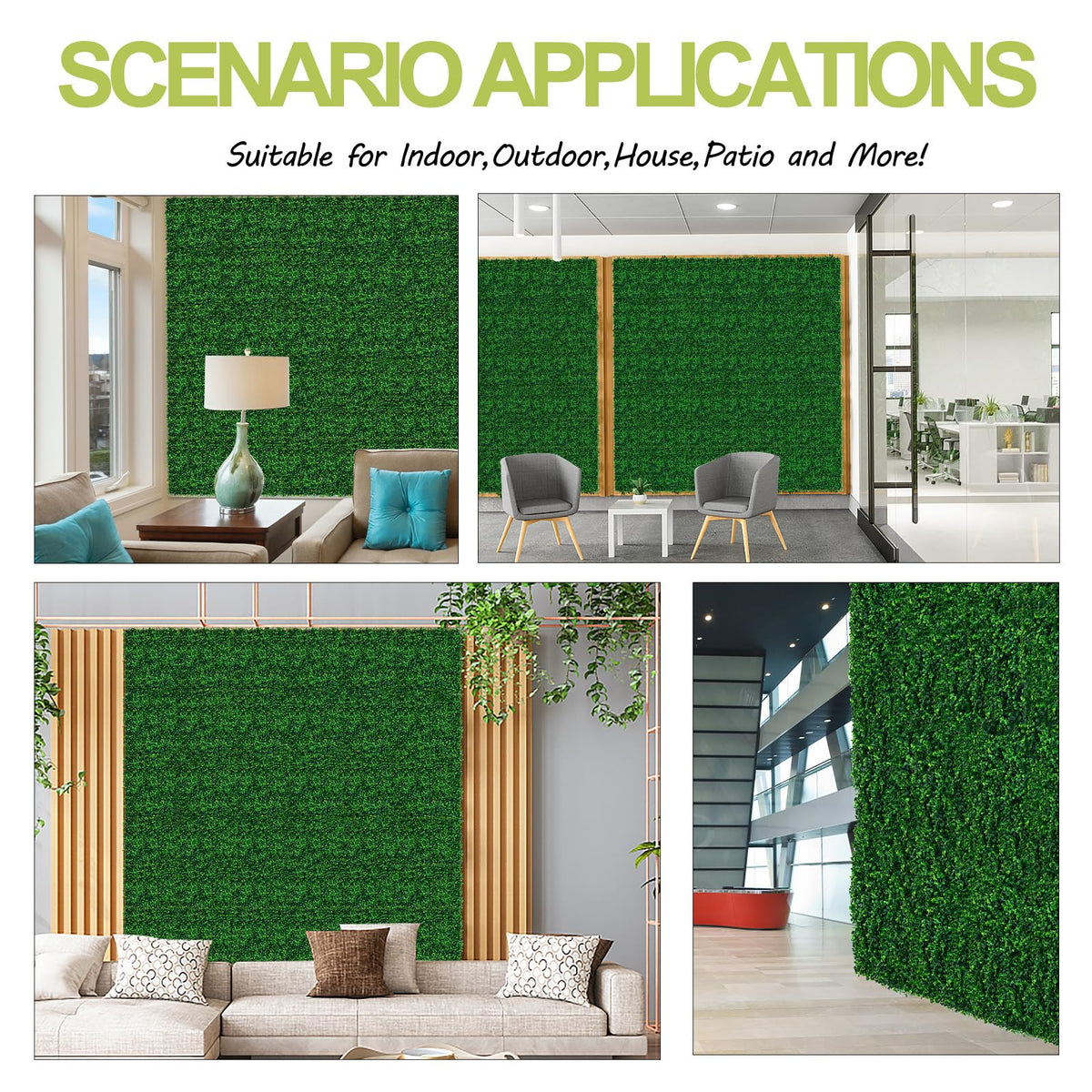 AOKIE 20"X20" Artificial Grass Wall, 24Pcs Boxwood Hedge Wall Panels UV-Anti Grass Backdrop Wall Decor, Greenery Privacy Hedge Screen for Indoor Outdoor Patio Balcony, Party Garden Fence Decor