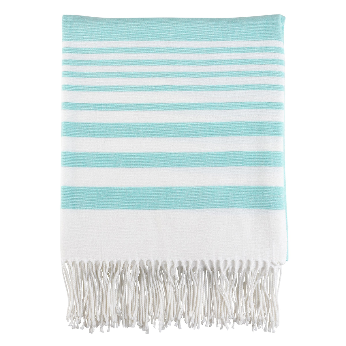 SARO LIFESTYLE Stripe Pattern Fringe Hem Lightweight Throw Blanket
