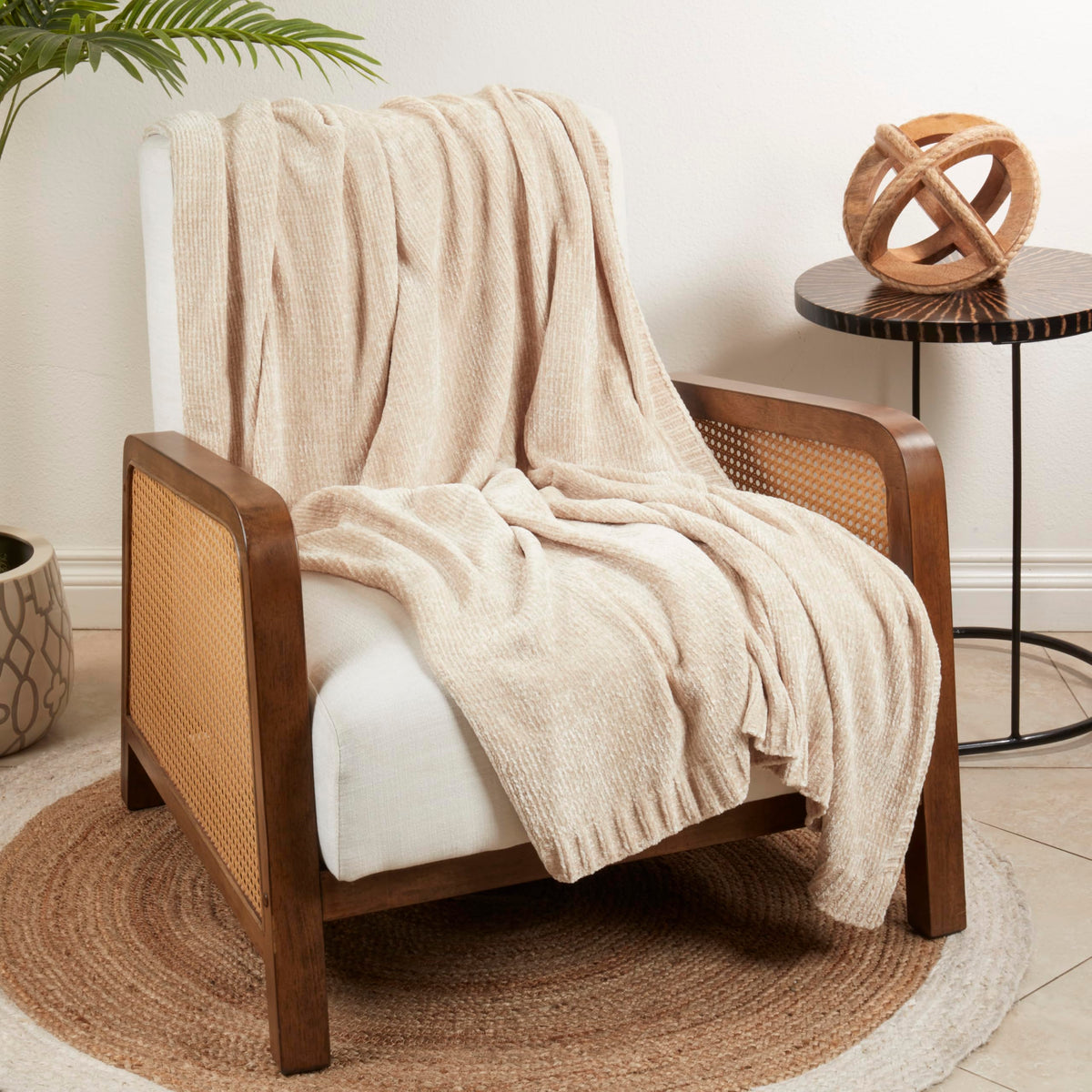 SARO LIFESTYLE Warmth of Chenille Knit Throw