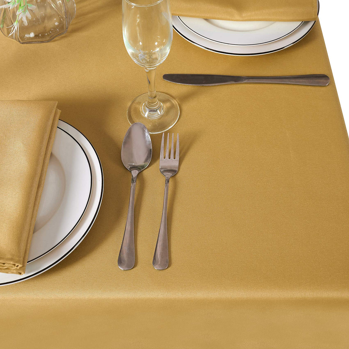 Cupuamon Square Tablecloth 90x90 inch Washable Polyester Fabric Table Cloth for Wedding Party Dining Banquet Decoration(90x90,Gold)