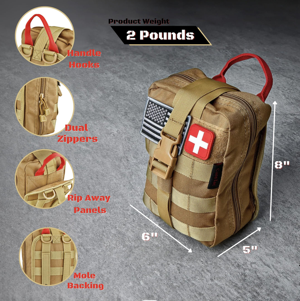 CareTac 175‑Piece Advanced Trauma Kit with CAT Gen 7 Tourniquet + 3 Compressed Gauze Bundle