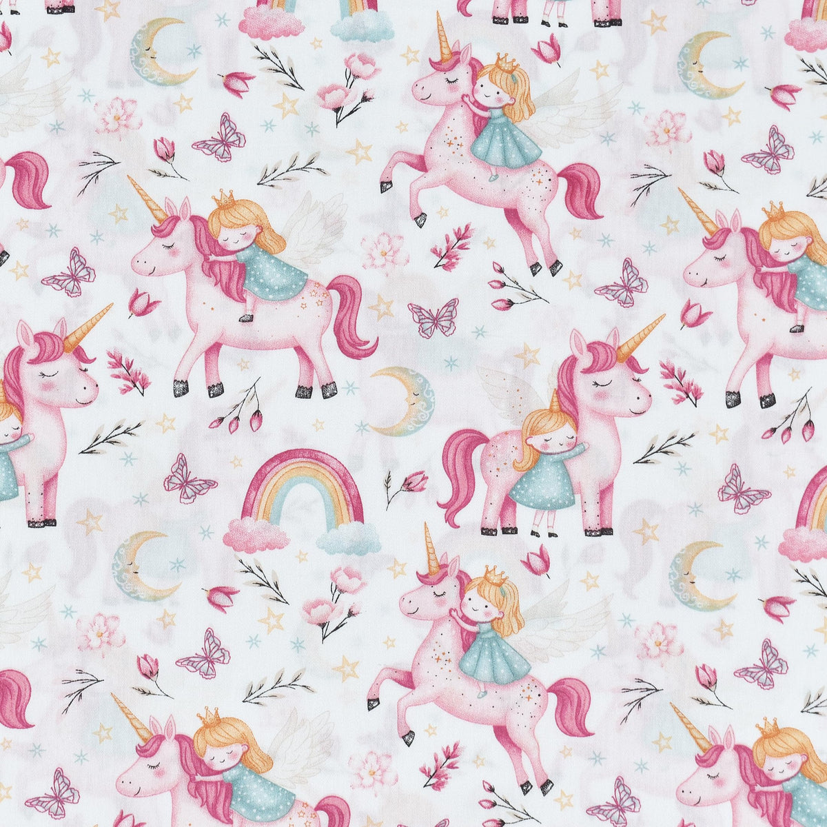 J-pinno Princess Unicorn Horse Pink Cute Adorable Twin Sheet Set for Kids Girls Boys Children,100% Cotton, Flat Sheet + Fitted Sheet + Pillowcase Bedding Decoration Gift Set