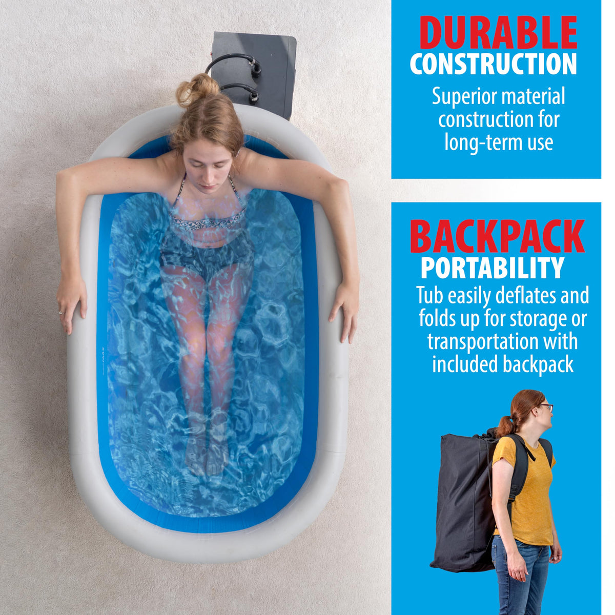 Polar Revive Glacier Ice Bathtub with Chiller. 1 HP Chiller with Tub Included (Gray, 1 HP)
