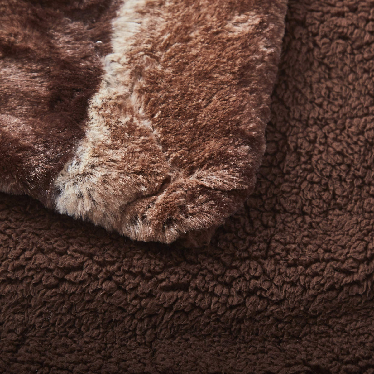 Tache Chocolate Golden Brown Striped Throw Super Soft Warm Faux Fur with Brown Sherpa Back Blanket - 63x87