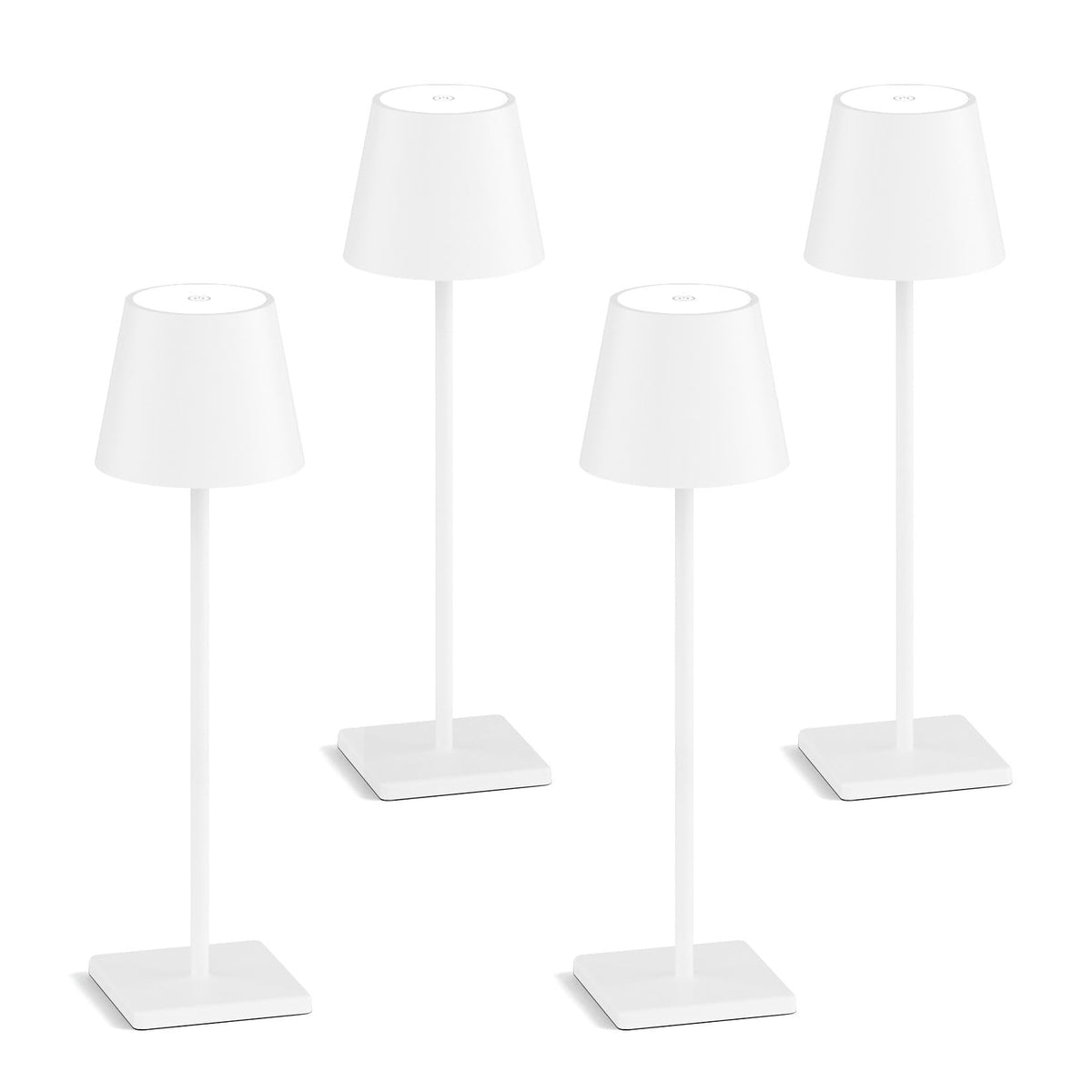 Aoceley 4-Pack Rechargeable Table Lamps, LED Cordless Table Lamp, 3W 6000mAh Battery Operated Table Light, Stepless Dimming Portable Table Light Waterproof for Restaurant/Indoor/Outdoor (White)