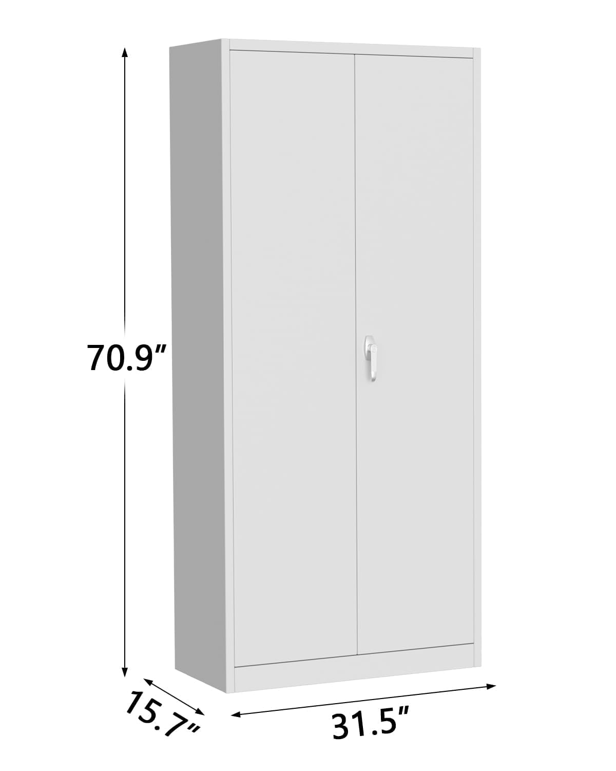 IDEALHOUSE 71 Inch Metal Storage Cabinet, 2-Door Garage Organizer with 4 Shelves, Lockable Utility Cabinet for Home, Office, or School, White