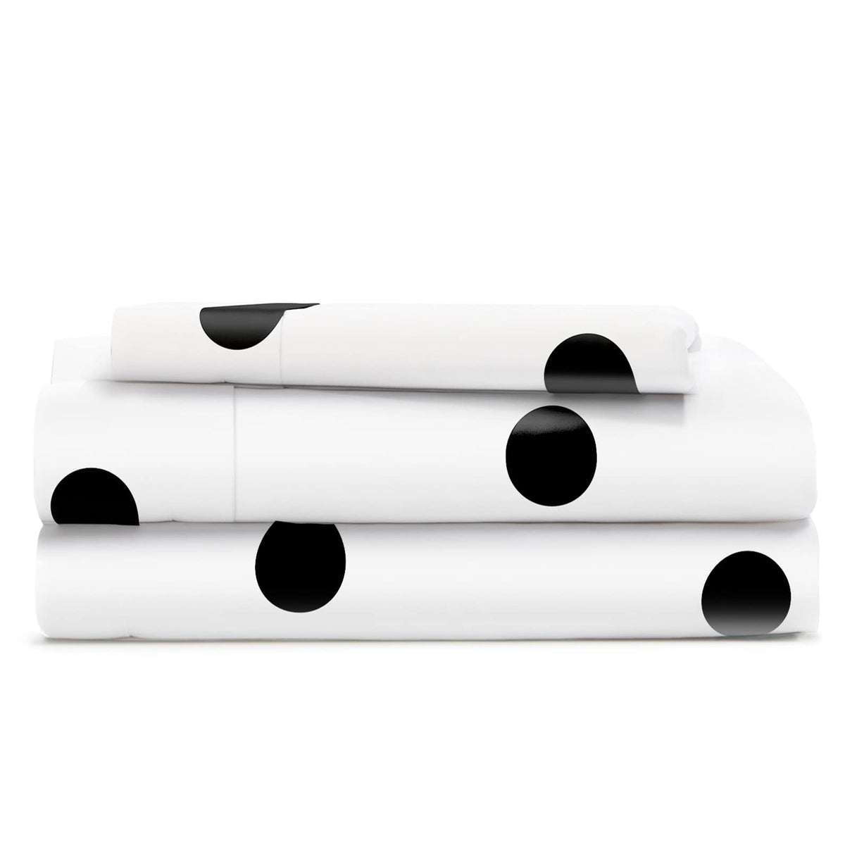 Cosy House Collection Everyday 1500 Series Bed Sheet Set - Ultra Soft & Cool Hotel Bedding - Deep Pocket - Wrinkle, Stain and Fade Resistant - 3 Piece Set (Twin XL, Black Polka Dot)