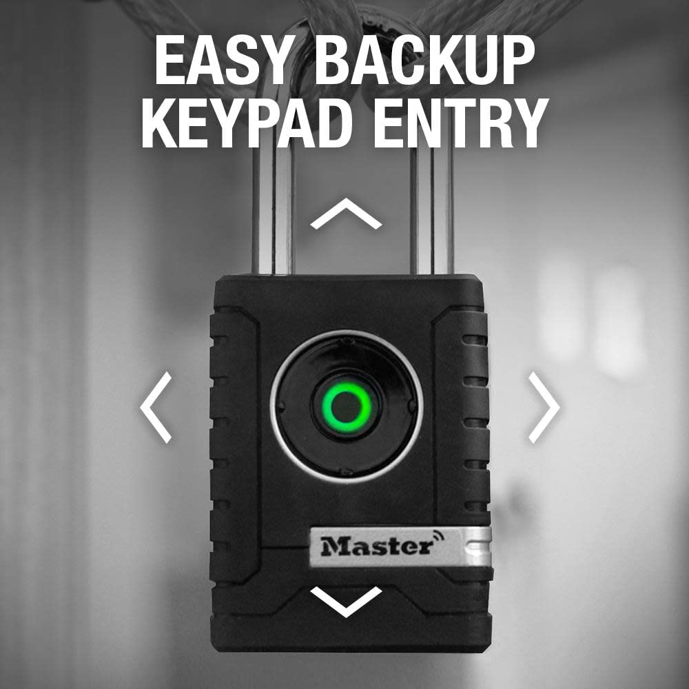 Master Lock Padlock, Outdoor Personal Use Bluetooth Lock, 2-7/32 in. Wide, 4401DLH