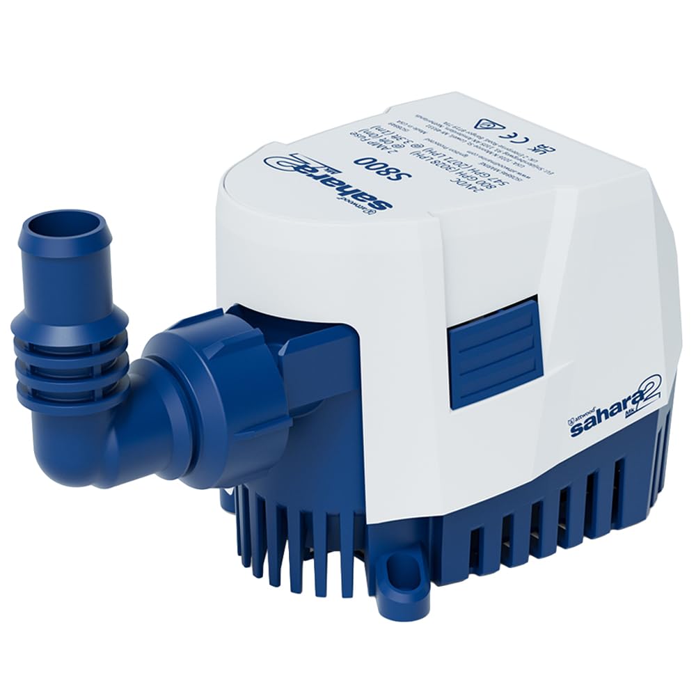 Attwood 5509-7 Sahara MK2 S800 (24V), Automatic Bilge Pump, 800 GPH, With Fittings (Elbow & Straight), Direct Replacement For Attwood 4508-1